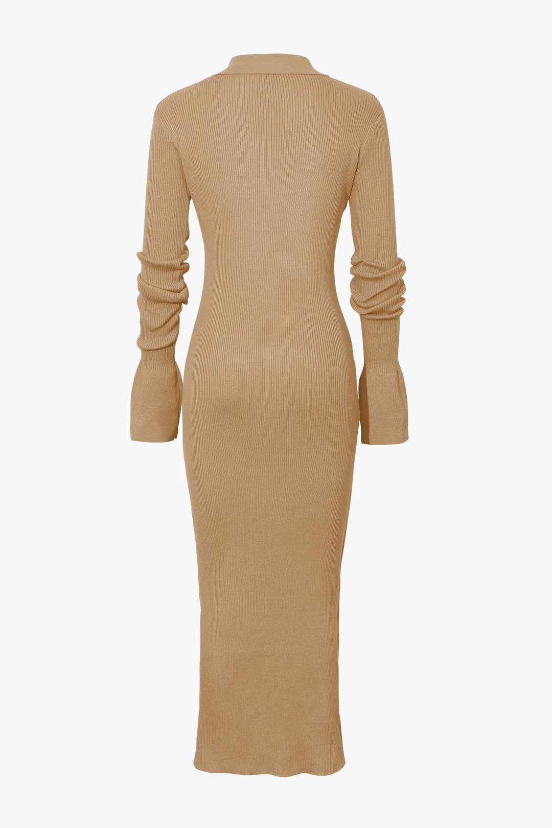 Shell Sleeve Ribbed Buttons Down Maxi Dress Mesh - Image 11
